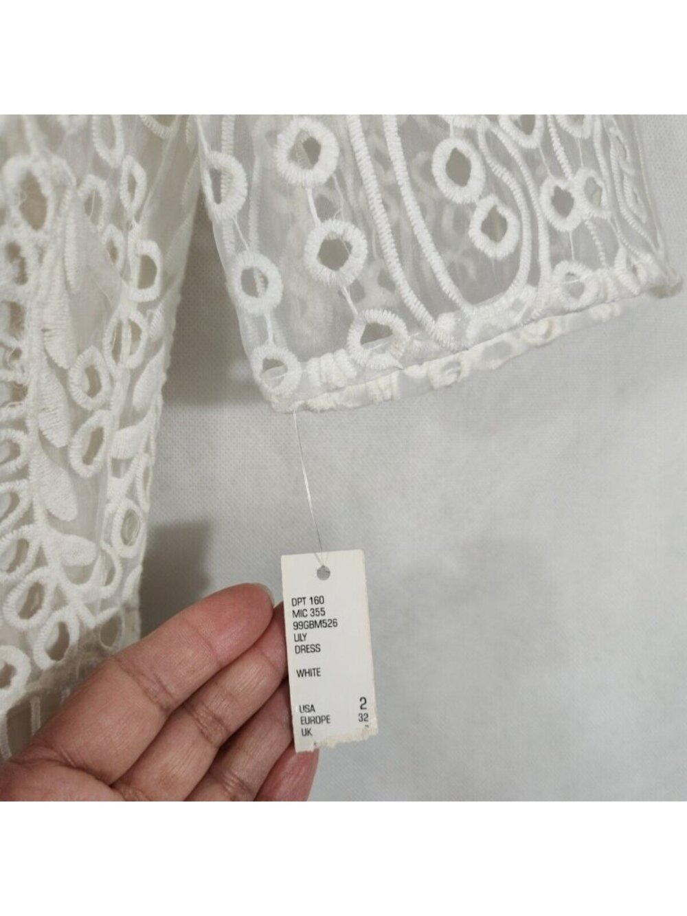 Gianni Bini Lily Sheath Dress Women Size 2 White Short Sleeve Boho Wedding NEW - Picture 3 of 9